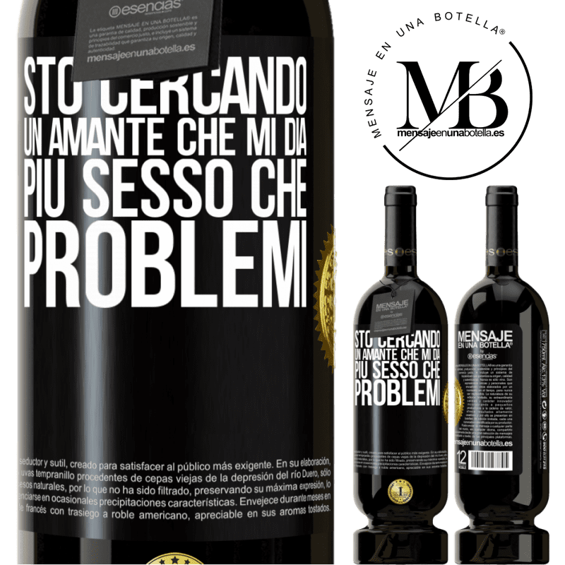 49,95 € Spedizione Gratuita | Vino rosso Edizione Premium MBS® Riserva Sto cercando un amante che mi dia più sesso che problemi Etichetta Nera. Etichetta personalizzabile Riserva 12 Mesi Raccogliere 2014 Tempranillo