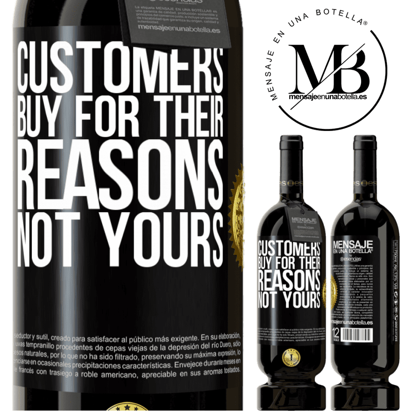 49,95 € Free Shipping | Red Wine Premium Edition MBS® Reserve Customers buy for their reasons, not yours Black Label. Customizable label Reserve 12 Months Harvest 2016 Tempranillo