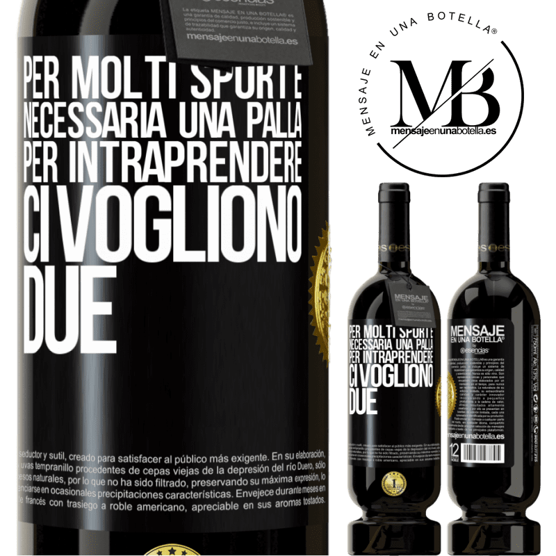 49,95 € Spedizione Gratuita | Vino rosso Edizione Premium MBS® Riserva Per molti sport è necessaria una palla. Per intraprendere, ci vogliono due Etichetta Nera. Etichetta personalizzabile Riserva 12 Mesi Raccogliere 2015 Tempranillo