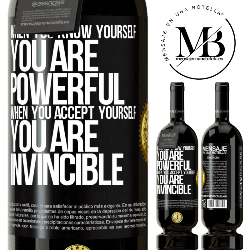 29,95 € Free Shipping | Red Wine Premium Edition MBS® Reserva When you know yourself, you are powerful. When you accept yourself, you are invincible Black Label. Customizable label Reserva 12 Months Harvest 2014 Tempranillo