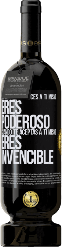 49,95 € Envío gratis | Vino Tinto Edición Premium MBS® Reserva Cuando te conoces a ti mismo, eres poderoso. Cuando te aceptas a ti mismo, eres invencible Etiqueta Negra. Etiqueta personalizable Reserva 12 Meses Cosecha 2016 Tempranillo