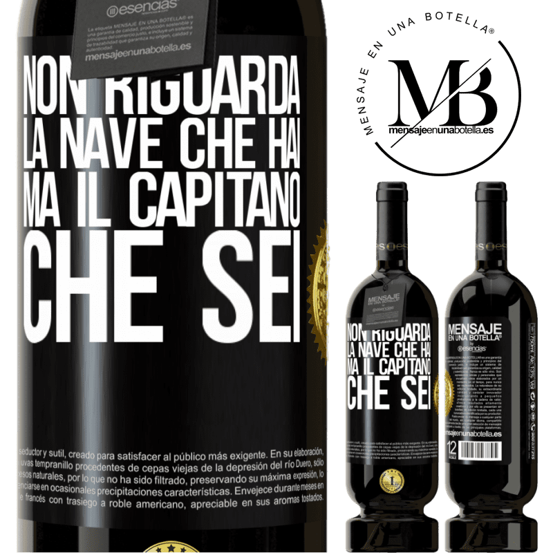 49,95 € Spedizione Gratuita | Vino rosso Edizione Premium MBS® Riserva Non riguarda la nave che hai, ma il capitano che sei Etichetta Nera. Etichetta personalizzabile Riserva 12 Mesi Raccogliere 2015 Tempranillo