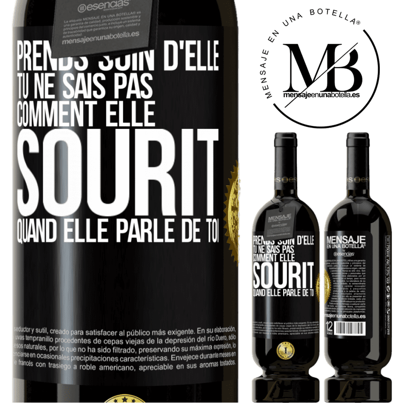 49,95 € Envoi gratuit | Vin rouge Édition Premium MBS® Réserve Prends soin d'elle. Tu ne sais pas comment elle sourit quand elle parle de toi Étiquette Noire. Étiquette personnalisable Réserve 12 Mois Récolte 2015 Tempranillo