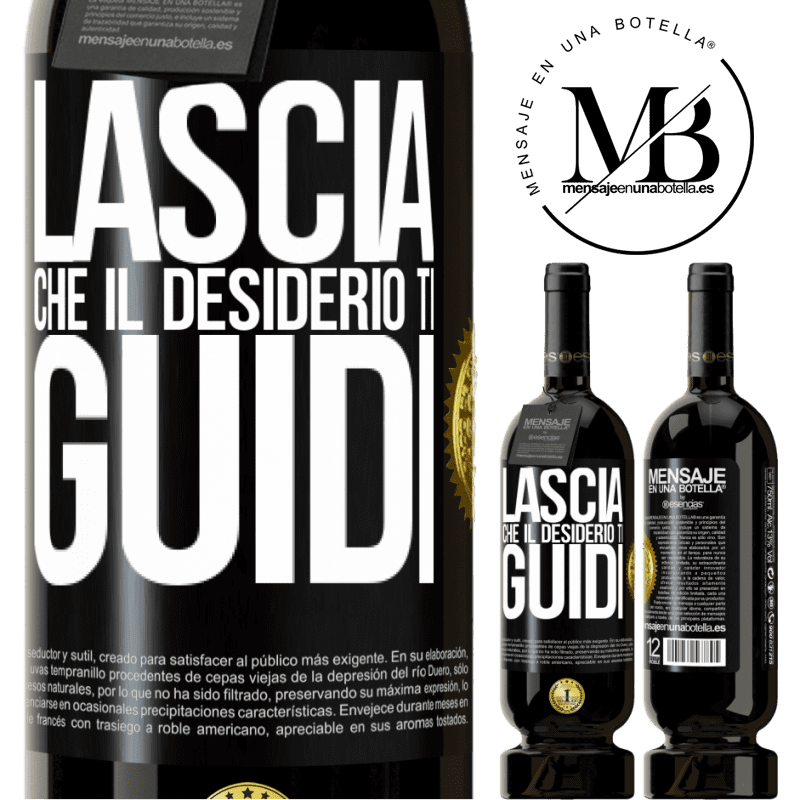 49,95 € Spedizione Gratuita | Vino rosso Edizione Premium MBS® Riserva Lascia che il desiderio ti guidi Etichetta Nera. Etichetta personalizzabile Riserva 12 Mesi Raccogliere 2015 Tempranillo
