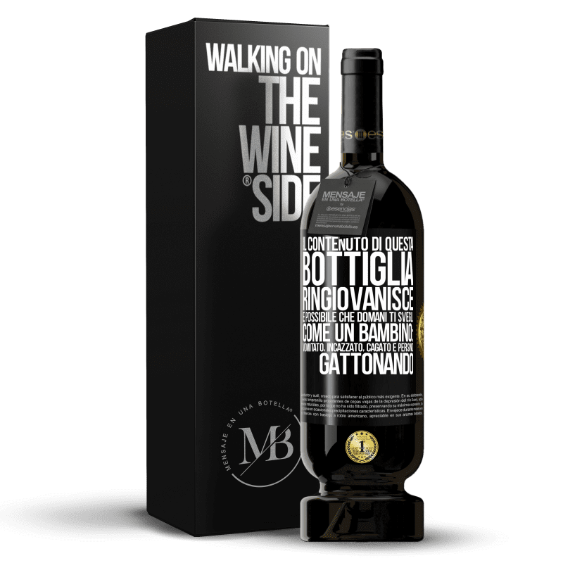 49,95 € Spedizione Gratuita | Vino rosso Edizione Premium MBS® Riserva Il contenuto di questa bottiglia ringiovanisce. È possibile che domani ti svegli come un bambino: vomitato, incazzato, Etichetta Nera. Etichetta personalizzabile Riserva 12 Mesi Raccogliere 2016 Tempranillo