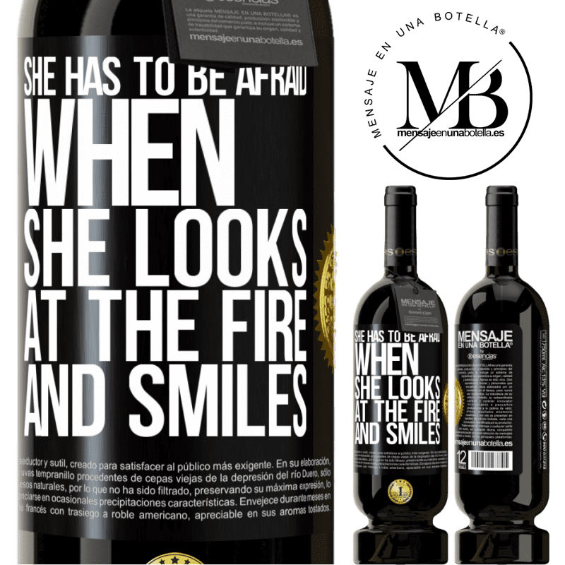 29,95 € Free Shipping | Red Wine Premium Edition MBS® Reserva She has to be afraid when she looks at the fire and smiles Black Label. Customizable label Reserva 12 Months Harvest 2014 Tempranillo