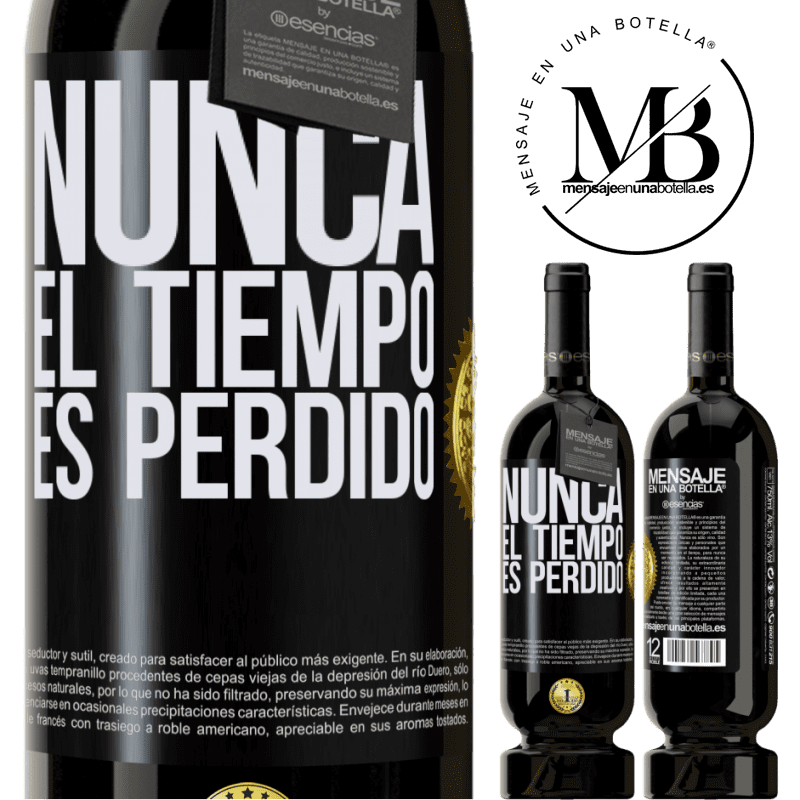 49,95 € Envío gratis | Vino Tinto Edición Premium MBS® Reserva Nunca el tiempo es perdido Etiqueta Negra. Etiqueta personalizable Reserva 12 Meses Cosecha 2014 Tempranillo