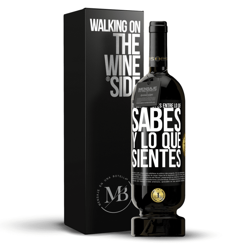 49,95 € Envío gratis | Vino Tinto Edición Premium MBS® Reserva Tu peor batalla es entre lo que sabes y lo que sientes Etiqueta Negra. Etiqueta personalizable Reserva 12 Meses Cosecha 2016 Tempranillo