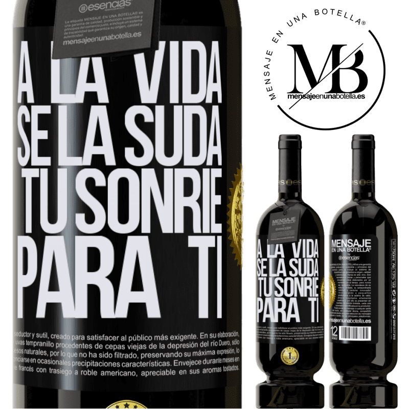 39,95 € Envío gratis | Vino Tinto Edición Premium MBS® Reserva A la vida se la suda, tú sonríe para ti Etiqueta Negra. Etiqueta personalizable Reserva 12 Meses Cosecha 2015 Tempranillo
