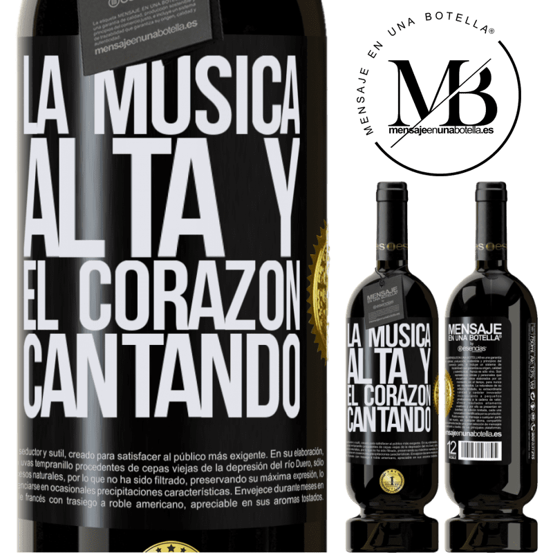 49,95 € Envío gratis | Vino Tinto Edición Premium MBS® Reserva La música alta y el corazón cantando Etiqueta Negra. Etiqueta personalizable Reserva 12 Meses Cosecha 2014 Tempranillo