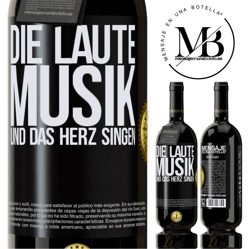 49,95 € Kostenloser Versand | Rotwein Premium Ausgabe MBS® Reserve Musik laut und Herz singend Schwarzes Etikett. Anpassbares Etikett Reserve 12 Monate Ernte 2014 Tempranillo