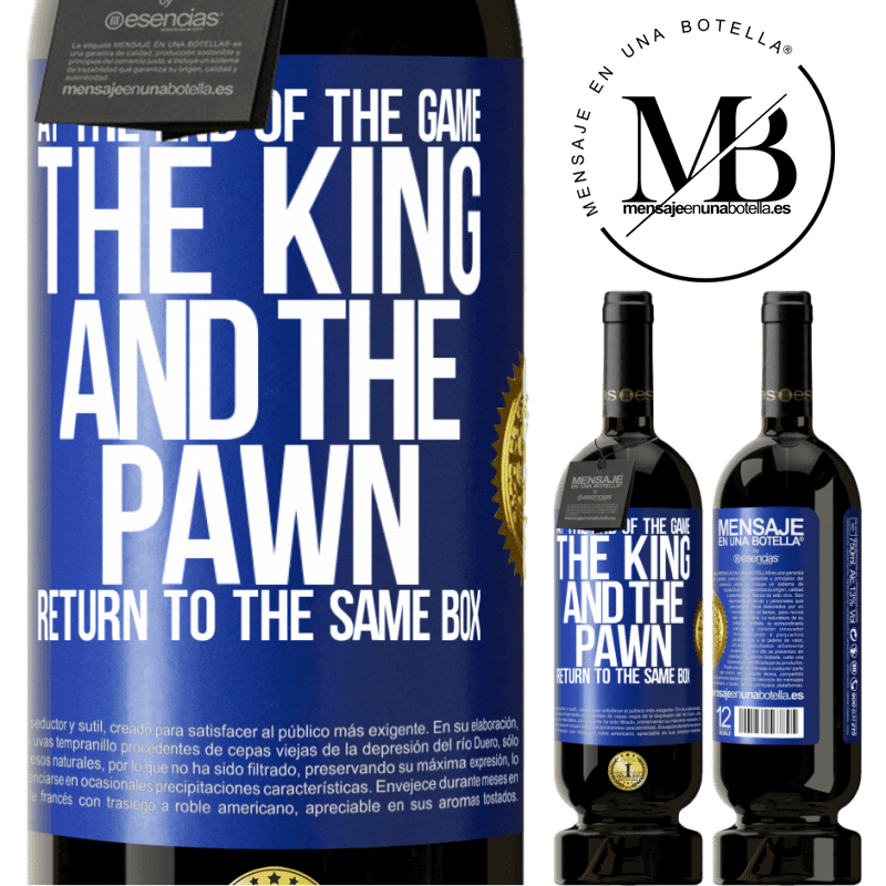 49,95 € Free Shipping | Red Wine Premium Edition MBS® Reserve At the end of the game, the king and the pawn return to the same box Blue Label. Customizable label Reserve 12 Months Harvest 2014 Tempranillo