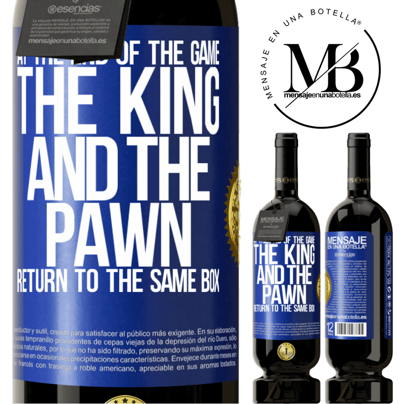 49,95 € Free Shipping | Red Wine Premium Edition MBS® Reserve At the end of the game, the king and the pawn return to the same box Blue Label. Customizable label Reserve 12 Months Harvest 2016 Tempranillo