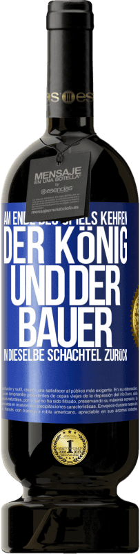 49,95 € | Rotwein Premium Ausgabe MBS® Reserve Am Ende des Spiels kehren der König und der Bauer in dieselbe Schachtel zurück Blaue Markierung. Anpassbares Etikett Reserve 12 Monate Ernte 2016 Tempranillo
