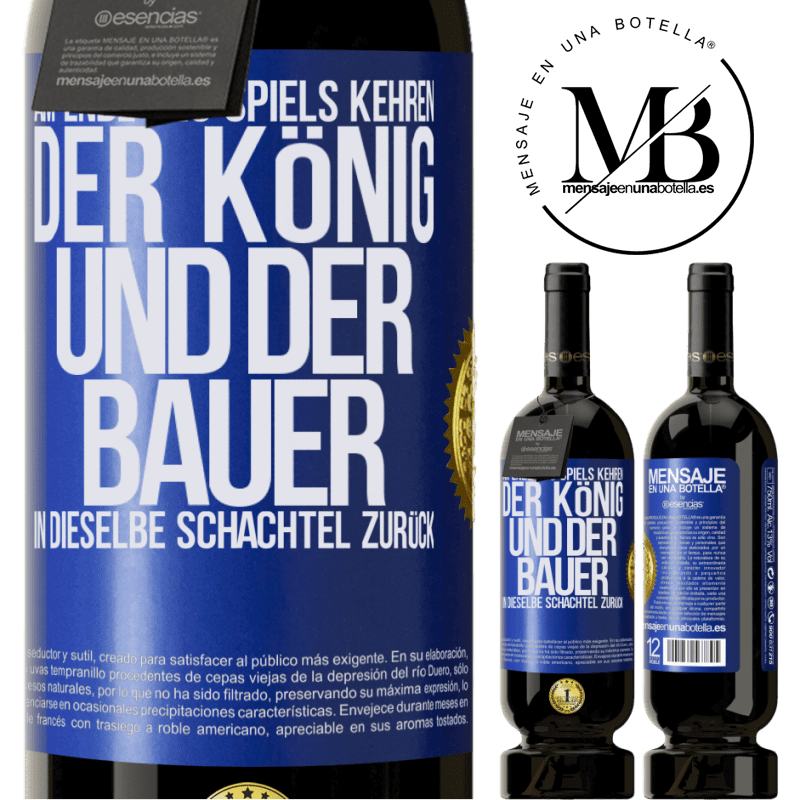 49,95 € Kostenloser Versand | Rotwein Premium Ausgabe MBS® Reserve Am Ende des Spiels kehren der König und der Bauer in dieselbe Schachtel zurück Blaue Markierung. Anpassbares Etikett Reserve 12 Monate Ernte 2014 Tempranillo