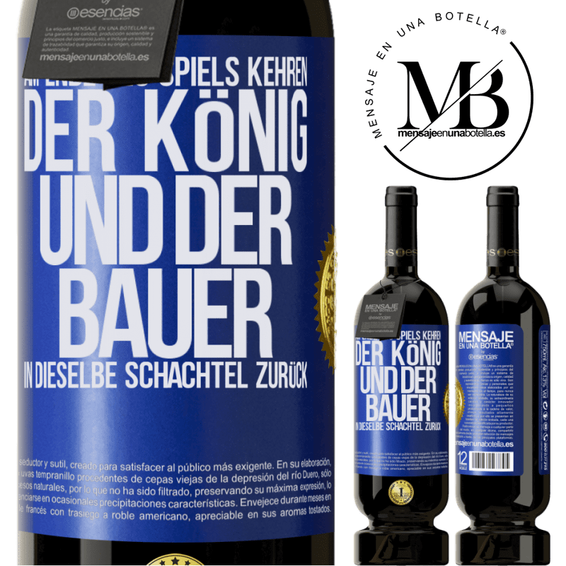 49,95 € Kostenloser Versand | Rotwein Premium Ausgabe MBS® Reserve Am Ende des Spiels kehren der König und der Bauer in dieselbe Schachtel zurück Blaue Markierung. Anpassbares Etikett Reserve 12 Monate Ernte 2016 Tempranillo