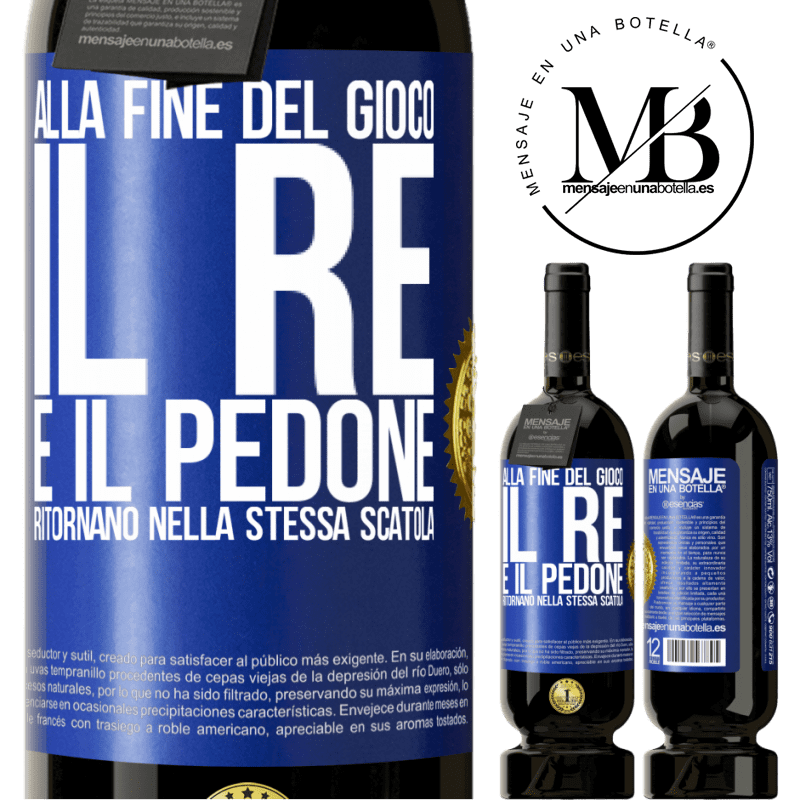 49,95 € Spedizione Gratuita | Vino rosso Edizione Premium MBS® Riserva Alla fine del gioco, il re e il pedone ritornano nella stessa scatola Etichetta Blu. Etichetta personalizzabile Riserva 12 Mesi Raccogliere 2014 Tempranillo