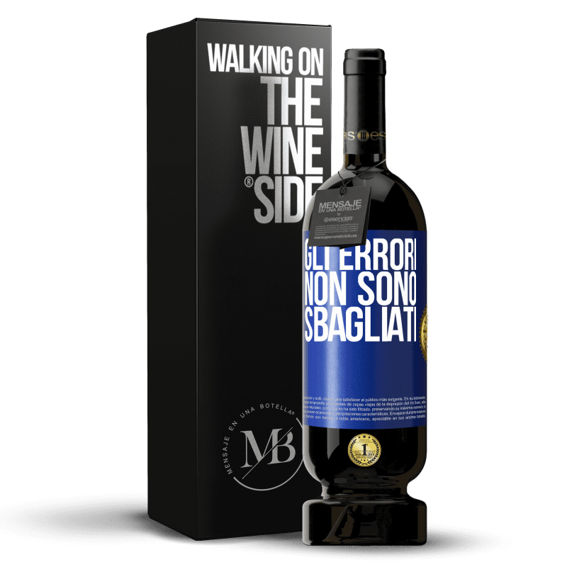 49,95 € Spedizione Gratuita | Vino rosso Edizione Premium MBS® Riserva Gli errori non sono sbagliati Etichetta Blu. Etichetta personalizzabile Riserva 12 Mesi Raccogliere 2015 Tempranillo