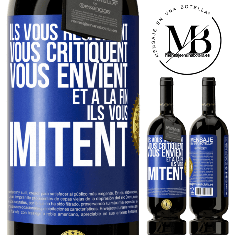 49,95 € Envoi gratuit | Vin rouge Édition Premium MBS® Réserve Ils vous regardent, vous critiquent vous envient... et à la fin ils vous imitent Étiquette Bleue. Étiquette personnalisable Réserve 12 Mois Récolte 2016 Tempranillo