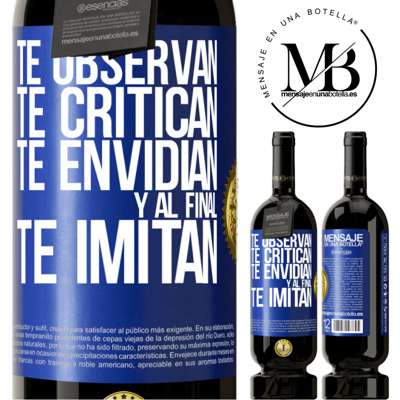 49,95 € Envío gratis | Vino Tinto Edición Premium MBS® Reserva Te observan, te critican, te envidian… y al final, te imitan Etiqueta Azul. Etiqueta personalizable Reserva 12 Meses Cosecha 2016 Tempranillo