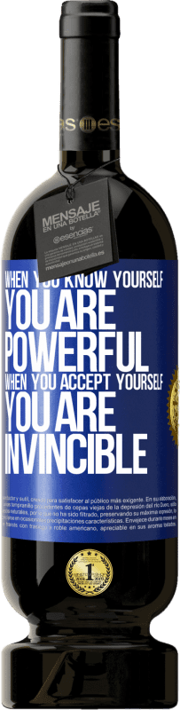 49,95 € Free Shipping | Red Wine Premium Edition MBS® Reserve When you know yourself, you are powerful. When you accept yourself, you are invincible Blue Label. Customizable label Reserve 12 Months Harvest 2016 Tempranillo