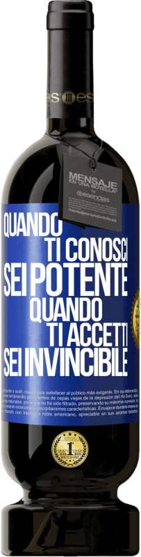 49,95 € Spedizione Gratuita | Vino rosso Edizione Premium MBS® Riserva Quando ti conosci, sei potente. Quando ti accetti, sei invincibile Etichetta Blu. Etichetta personalizzabile Riserva 12 Mesi Raccogliere 2014 Tempranillo