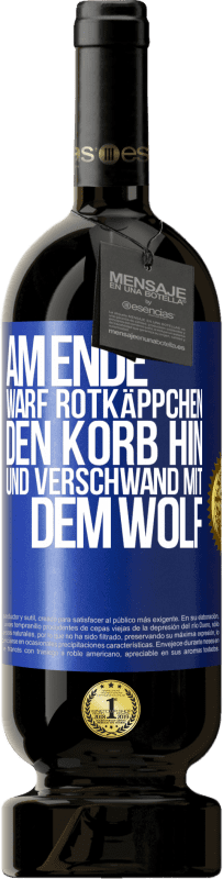 Kostenloser Versand | Rotwein Premium Ausgabe MBS® Reserve Am Ende warf Rotkäppchen den Korb hin und verschwand mit dem Wolf Blaue Markierung. Anpassbares Etikett Reserve 12 Monate Ernte 2014 Tempranillo