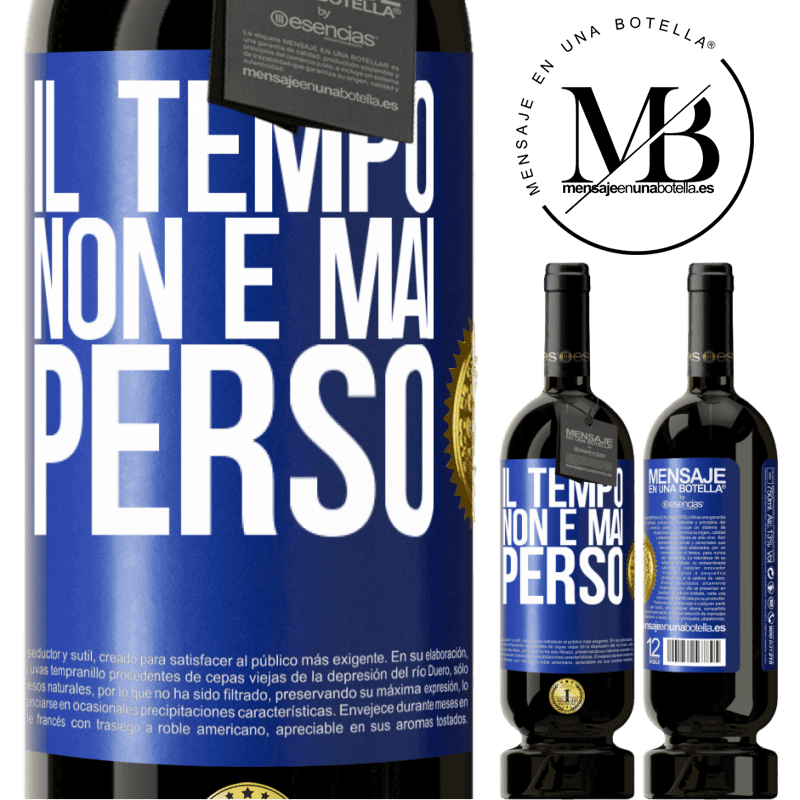 49,95 € Spedizione Gratuita | Vino rosso Edizione Premium MBS® Riserva Il tempo non è mai perso Etichetta Blu. Etichetta personalizzabile Riserva 12 Mesi Raccogliere 2014 Tempranillo