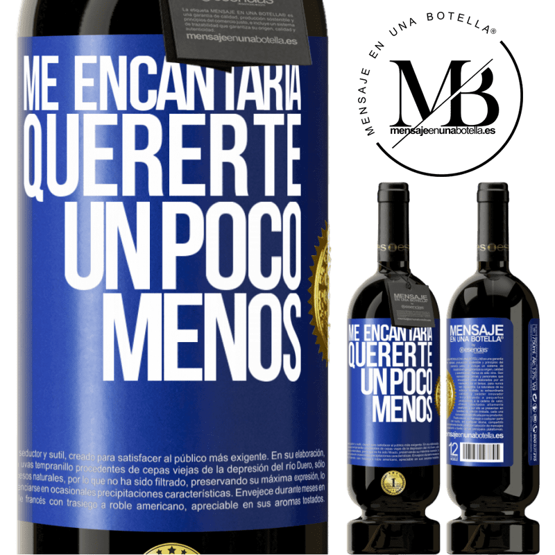 49,95 € Envío gratis | Vino Tinto Edición Premium MBS® Reserva Me encantaría quererte un poco menos Etiqueta Azul. Etiqueta personalizable Reserva 12 Meses Cosecha 2014 Tempranillo