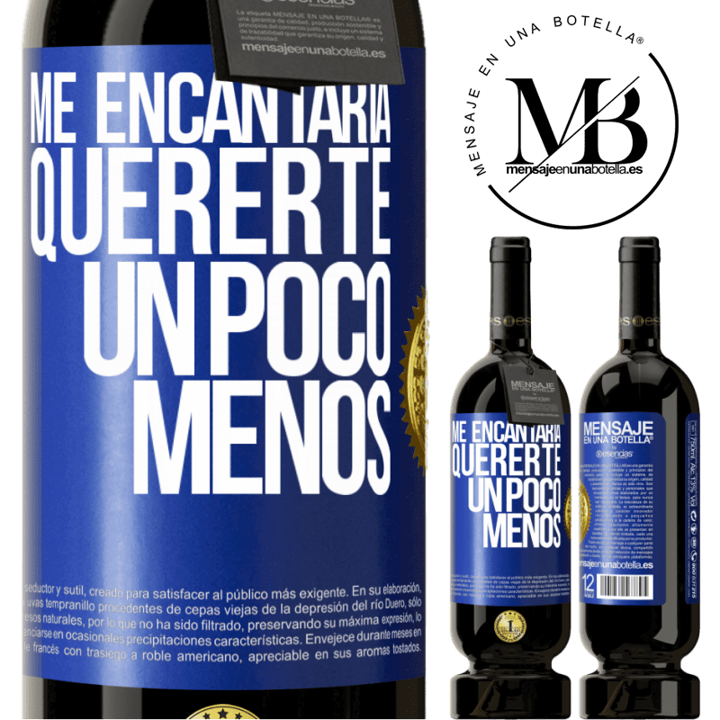 49,95 € Envío gratis | Vino Tinto Edición Premium MBS® Reserva Me encantaría quererte un poco menos Etiqueta Azul. Etiqueta personalizable Reserva 12 Meses Cosecha 2016 Tempranillo