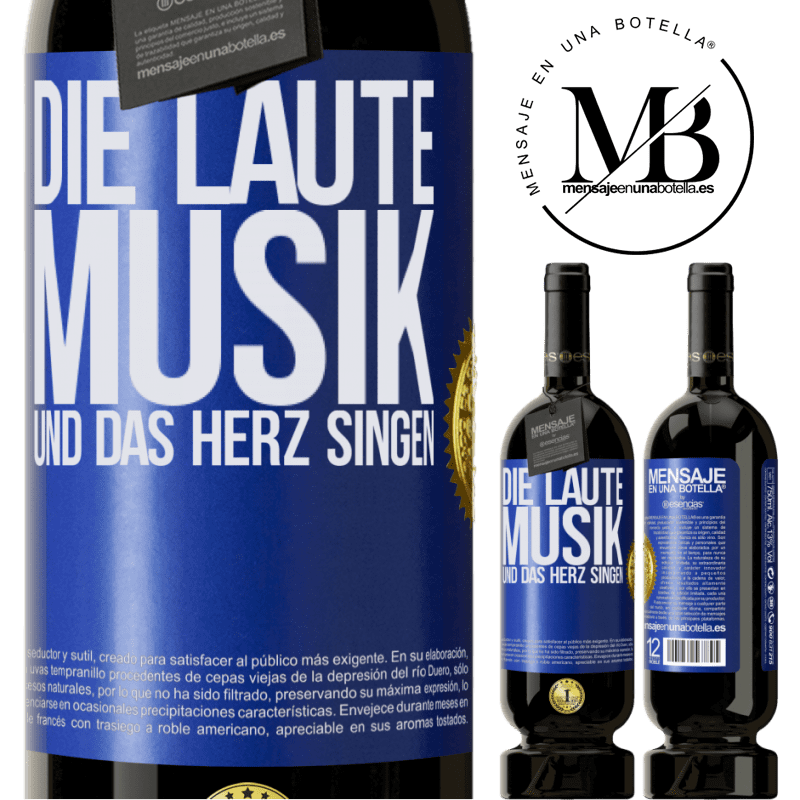 49,95 € Kostenloser Versand | Rotwein Premium Ausgabe MBS® Reserve Musik laut und Herz singend Blaue Markierung. Anpassbares Etikett Reserve 12 Monate Ernte 2014 Tempranillo