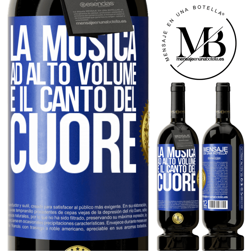 49,95 € Spedizione Gratuita | Vino rosso Edizione Premium MBS® Riserva La musica ad alto volume e il canto del cuore Etichetta Blu. Etichetta personalizzabile Riserva 12 Mesi Raccogliere 2014 Tempranillo