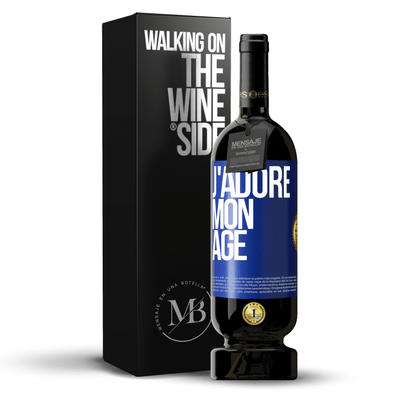 49,95 € Envoi gratuit | Vin rouge Édition Premium MBS® Réserve J'adore mon âge Étiquette Bleue. Étiquette personnalisable Réserve 12 Mois Récolte 2015 Tempranillo