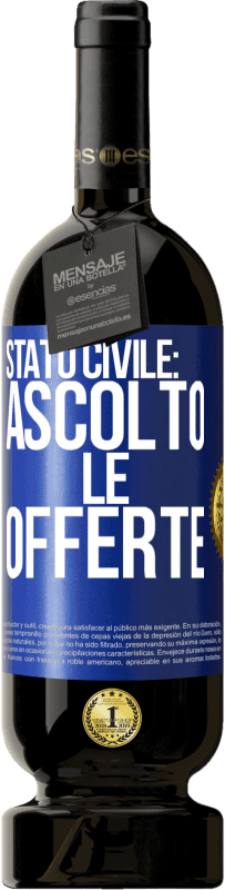 49,95 € Spedizione Gratuita | Vino rosso Edizione Premium MBS® Riserva Stato civile: ascolto le offerte Etichetta Blu. Etichetta personalizzabile Riserva 12 Mesi Raccogliere 2016 Tempranillo