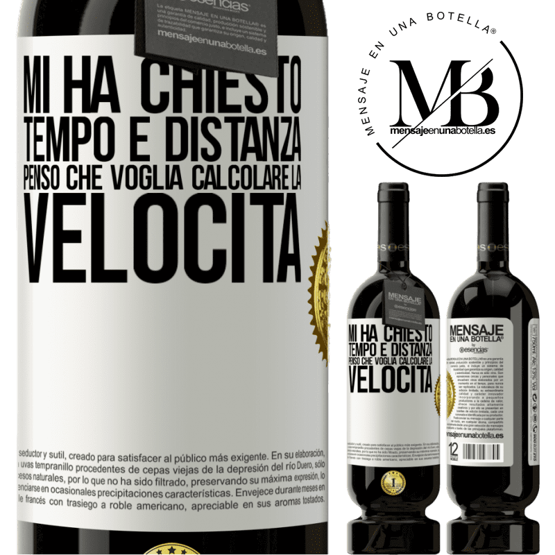 49,95 € Spedizione Gratuita | Vino rosso Edizione Premium MBS® Riserva Mi ha chiesto tempo e distanza. Penso che voglia calcolare la velocità Etichetta Bianca. Etichetta personalizzabile Riserva 12 Mesi Raccogliere 2014 Tempranillo