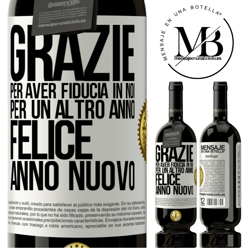 49,95 € Spedizione Gratuita | Vino rosso Edizione Premium MBS® Riserva Grazie per aver fiducia in noi per un altro anno. Felice anno nuovo Etichetta Bianca. Etichetta personalizzabile Riserva 12 Mesi Raccogliere 2014 Tempranillo