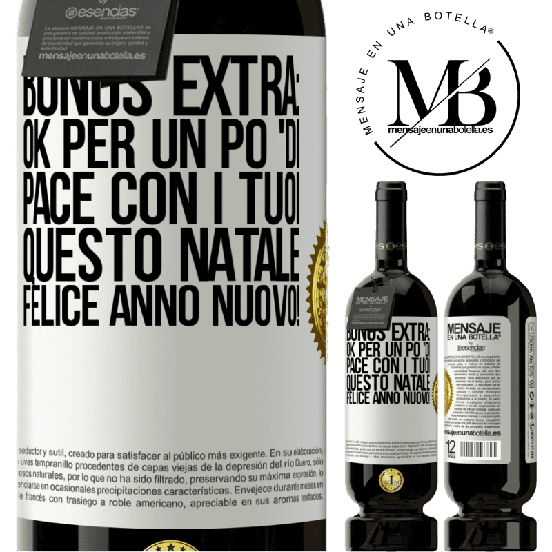 49,95 € Spedizione Gratuita | Vino rosso Edizione Premium MBS® Riserva Bonus extra: Ok per un po 'di pace con i tuoi questo Natale. Felice anno nuovo! Etichetta Bianca. Etichetta personalizzabile Riserva 12 Mesi Raccogliere 2015 Tempranillo