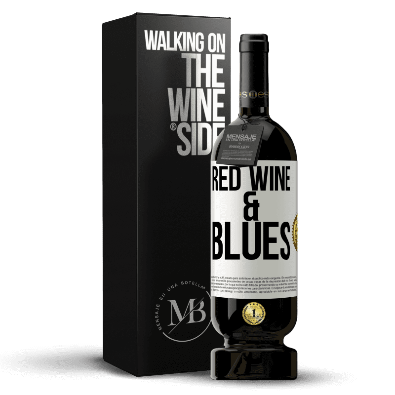 49,95 € Envío gratis | Vino Tinto Edición Premium MBS® Reserva Red wine & Blues Etiqueta Blanca. Etiqueta personalizable Reserva 12 Meses Cosecha 2014 Tempranillo