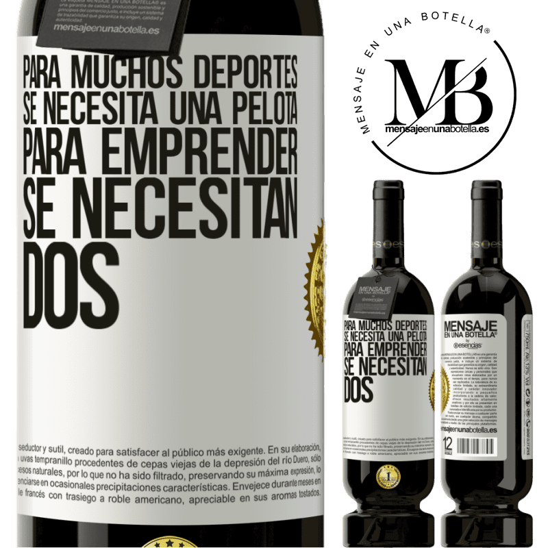 49,95 € Envío gratis | Vino Tinto Edición Premium MBS® Reserva Para muchos deportes se necesita una pelota. Para emprender, se necesitan dos Etiqueta Blanca. Etiqueta personalizable Reserva 12 Meses Cosecha 2015 Tempranillo