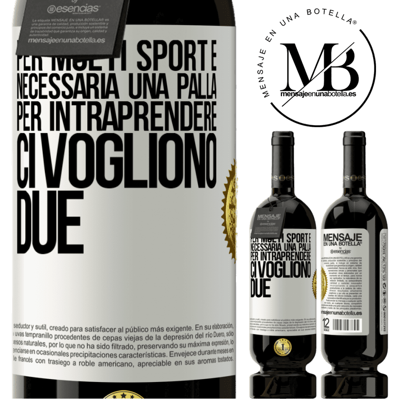 49,95 € Spedizione Gratuita | Vino rosso Edizione Premium MBS® Riserva Per molti sport è necessaria una palla. Per intraprendere, ci vogliono due Etichetta Bianca. Etichetta personalizzabile Riserva 12 Mesi Raccogliere 2015 Tempranillo