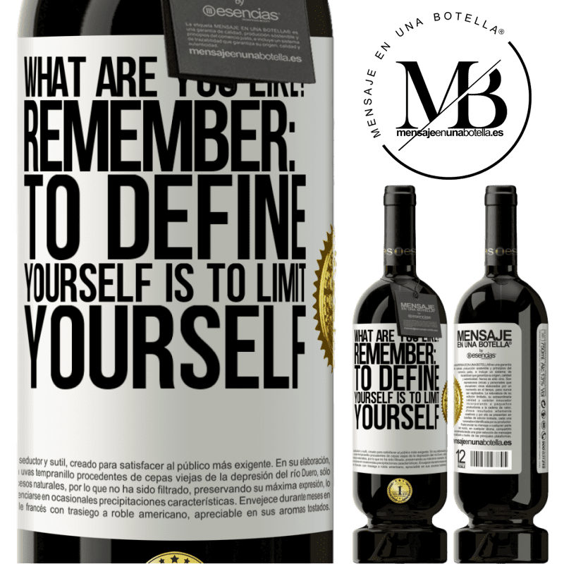 29,95 € Free Shipping | Red Wine Premium Edition MBS® Reserva what are you like? Remember: To define yourself is to limit yourself White Label. Customizable label Reserva 12 Months Harvest 2014 Tempranillo