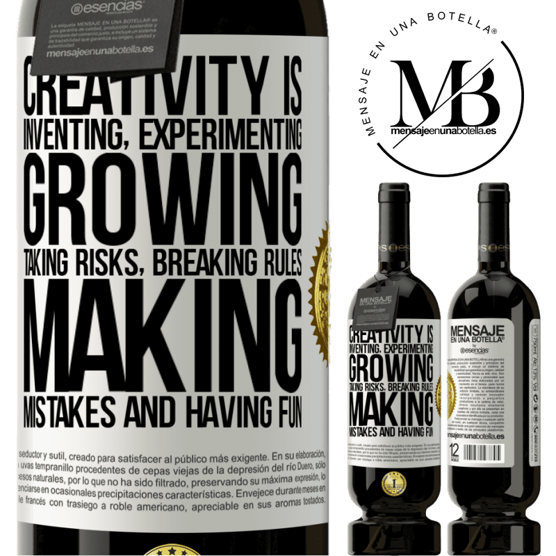 29,95 € Free Shipping | Red Wine Premium Edition MBS® Reserva Creativity is inventing, experimenting, growing, taking risks, breaking rules, making mistakes, and having fun White Label. Customizable label Reserva 12 Months Harvest 2014 Tempranillo
