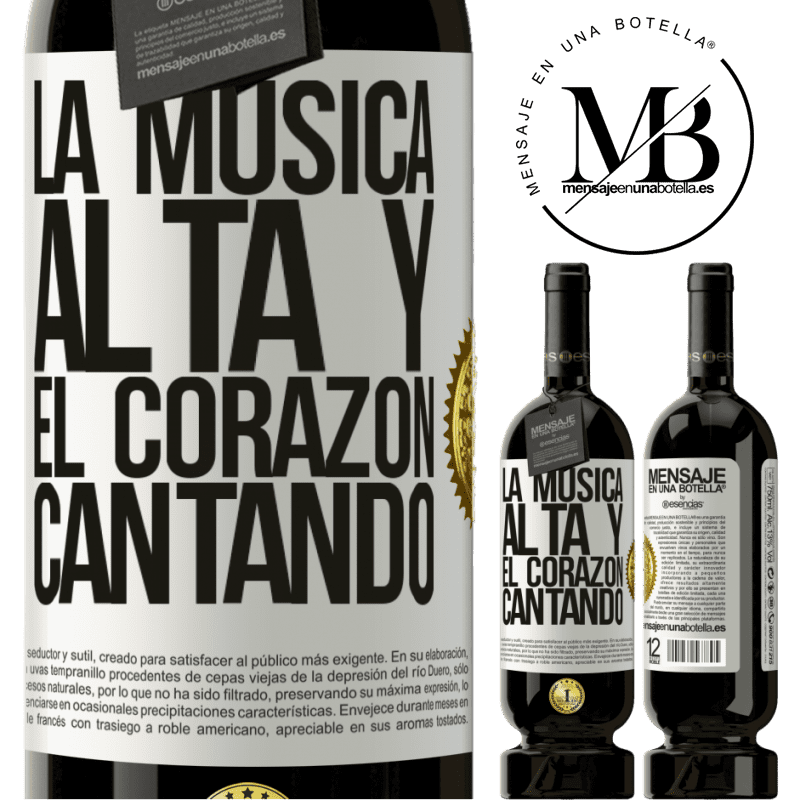 49,95 € Envío gratis | Vino Tinto Edición Premium MBS® Reserva La música alta y el corazón cantando Etiqueta Blanca. Etiqueta personalizable Reserva 12 Meses Cosecha 2014 Tempranillo