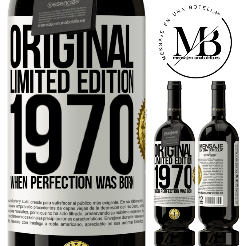 29,95 € Free Shipping | Red Wine Premium Edition MBS® Reserva Original. Limited edition. 1970. When perfection was born White Label. Customizable label Reserva 12 Months Harvest 2014 Tempranillo