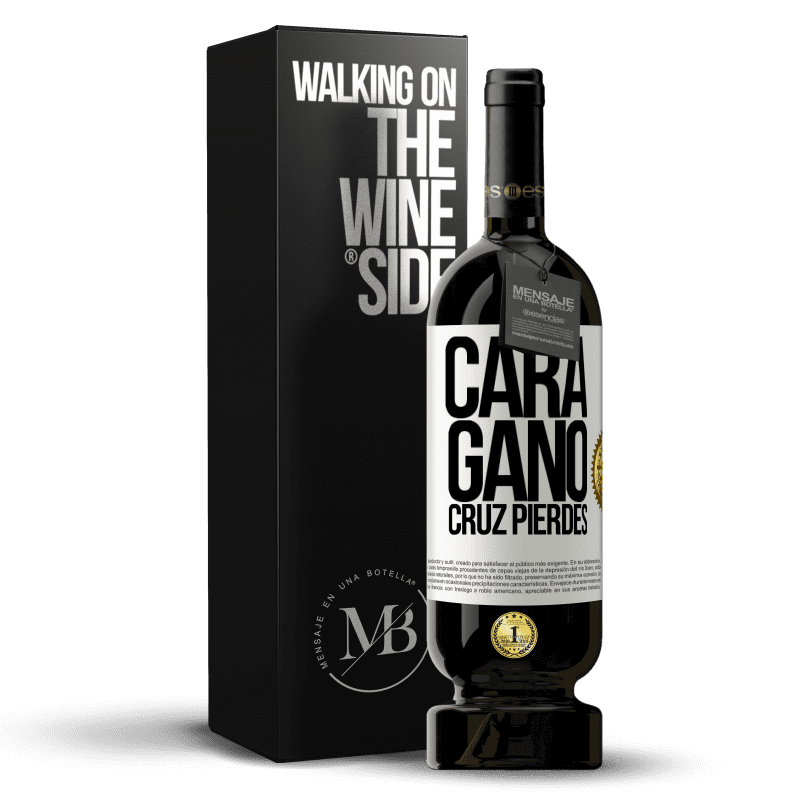 49,95 € Envío gratis | Vino Tinto Edición Premium MBS® Reserva Cara gano, cruz pierdes Etiqueta Blanca. Etiqueta personalizable Reserva 12 Meses Cosecha 2016 Tempranillo