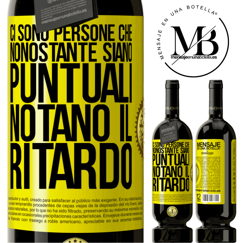 49,95 € Spedizione Gratuita | Vino rosso Edizione Premium MBS® Riserva Ci sono persone che, nonostante siano puntuali, notano il ritardo Etichetta Gialla. Etichetta personalizzabile Riserva 12 Mesi Raccogliere 2016 Tempranillo