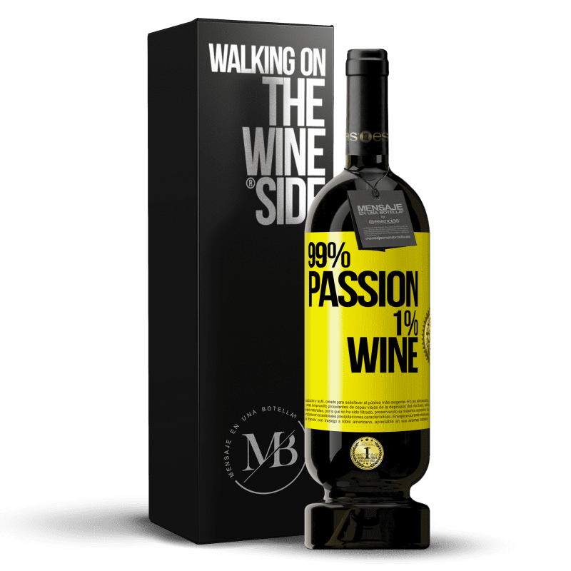 49,95 € Spedizione Gratuita | Vino rosso Edizione Premium MBS® Riserva 99% passion, 1% wine Etichetta Gialla. Etichetta personalizzabile Riserva 12 Mesi Raccogliere 2015 Tempranillo