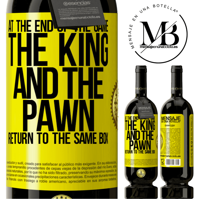 49,95 € Free Shipping | Red Wine Premium Edition MBS® Reserve At the end of the game, the king and the pawn return to the same box Yellow Label. Customizable label Reserve 12 Months Harvest 2014 Tempranillo