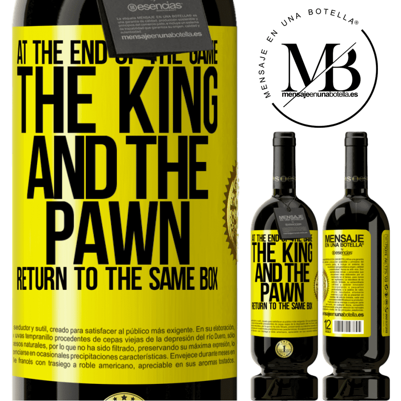 49,95 € Free Shipping | Red Wine Premium Edition MBS® Reserve At the end of the game, the king and the pawn return to the same box Yellow Label. Customizable label Reserve 12 Months Harvest 2016 Tempranillo