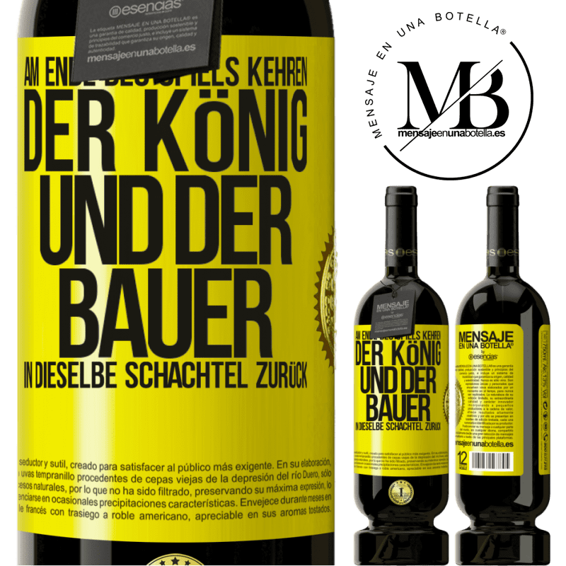 49,95 € Kostenloser Versand | Rotwein Premium Ausgabe MBS® Reserve Am Ende des Spiels kehren der König und der Bauer in dieselbe Schachtel zurück Gelbes Etikett. Anpassbares Etikett Reserve 12 Monate Ernte 2014 Tempranillo